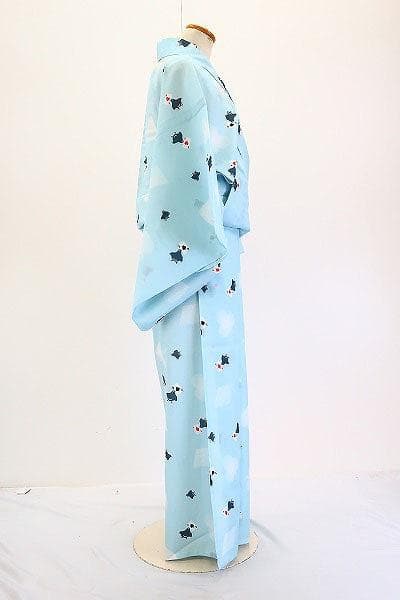 ★専用★夏着物　浴衣　洗える着物　水色　千鳥　トランプ　身丈168cm