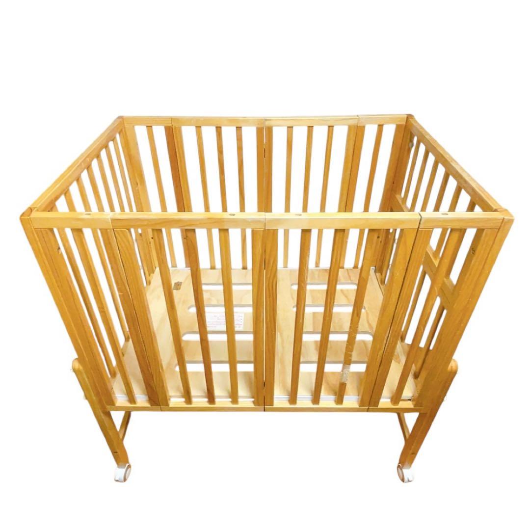 【ハル】　大和屋　パタンII 　折りたたみ　ミニ　ベビーベッド ナチュラル