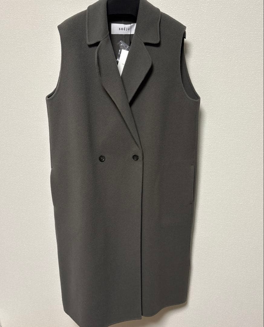 新品タグ付き　SOÉJU ウールリバーロングジレ グレー