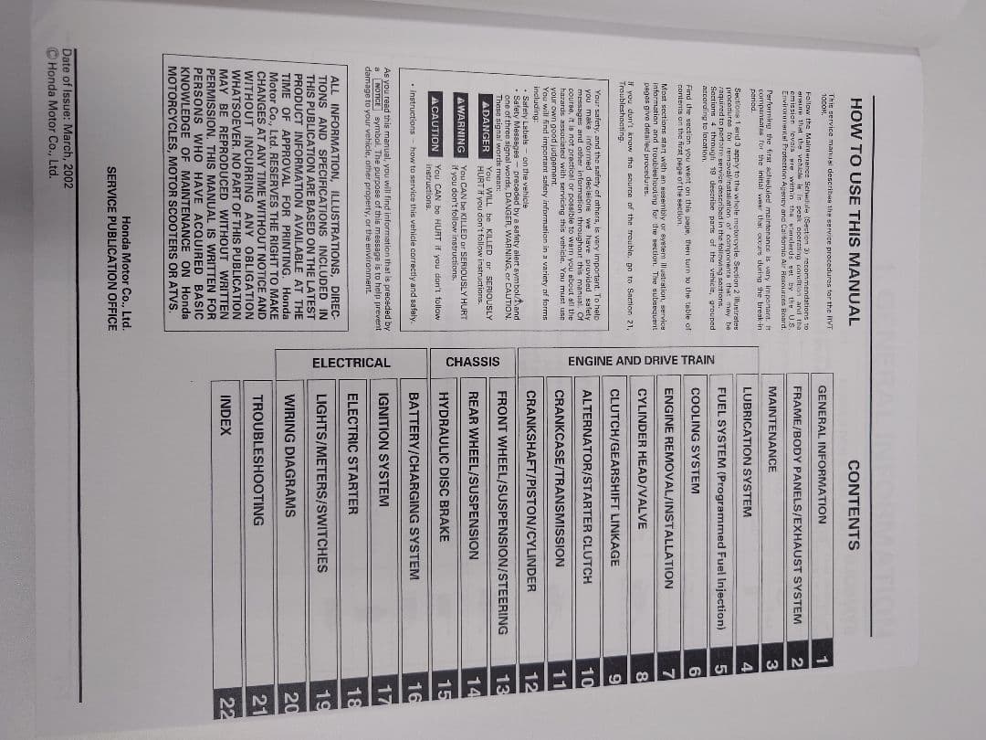 Honda RVT1000K RC51 整備マニュアル 2000-2006