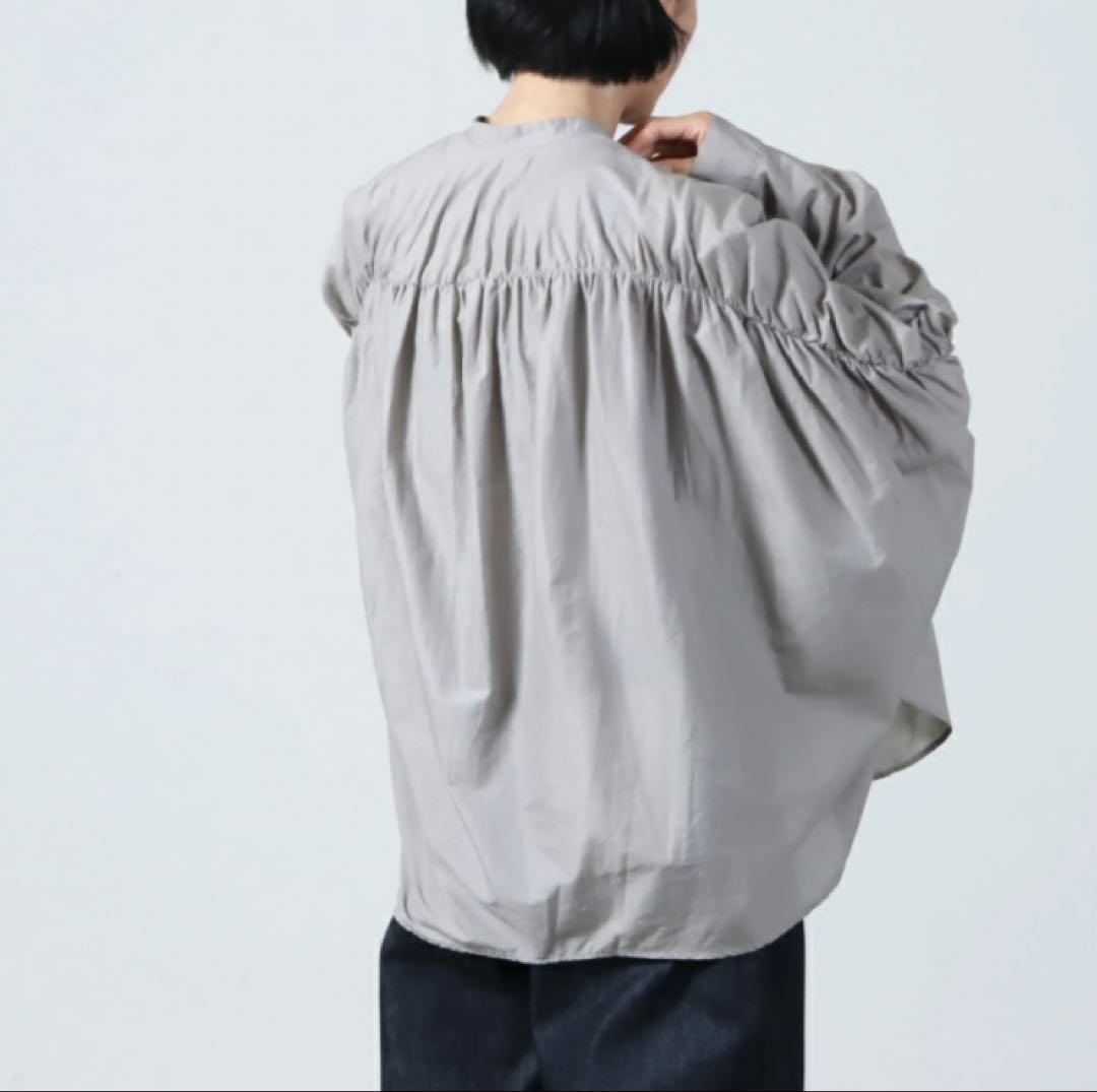 mizuiroind バックギャザーワイドシャツ ブルー