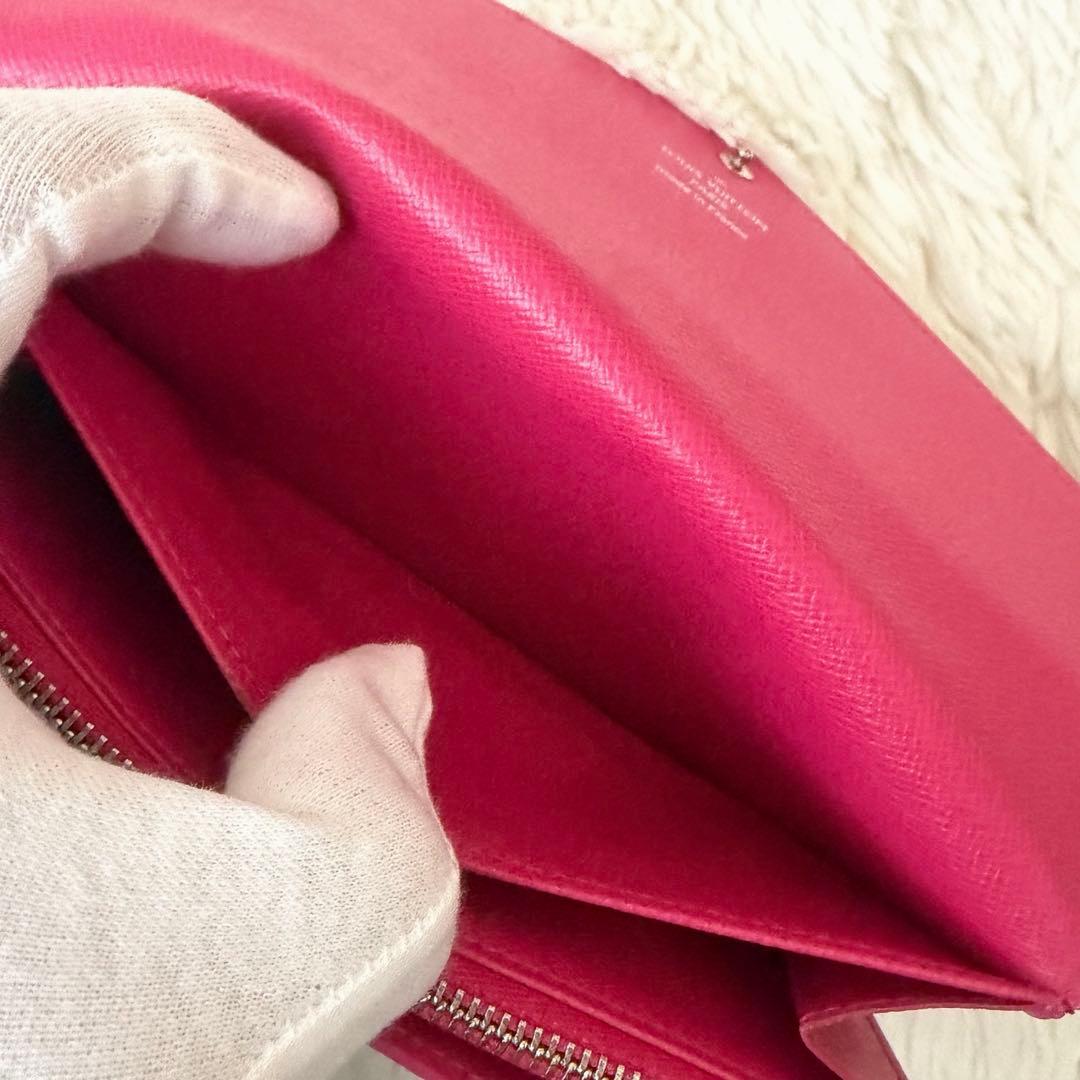 ルイヴィトン ポルトフォイユサラ　ノワール　ホットピンク　エピレザー　長財布