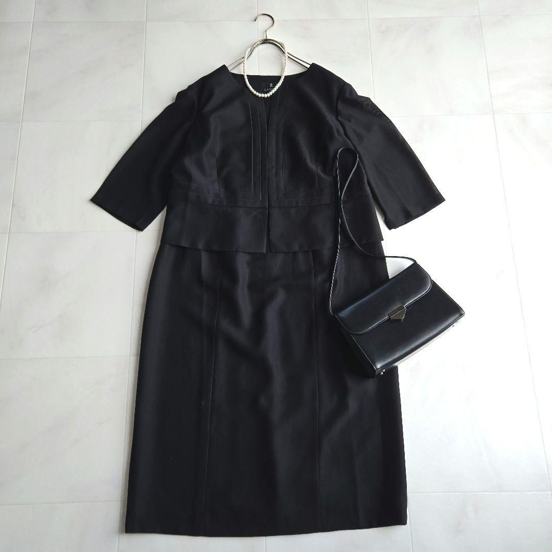LANVIN NOIR 東京SOIR フォーマル ワンピース 夏用 七分袖 48