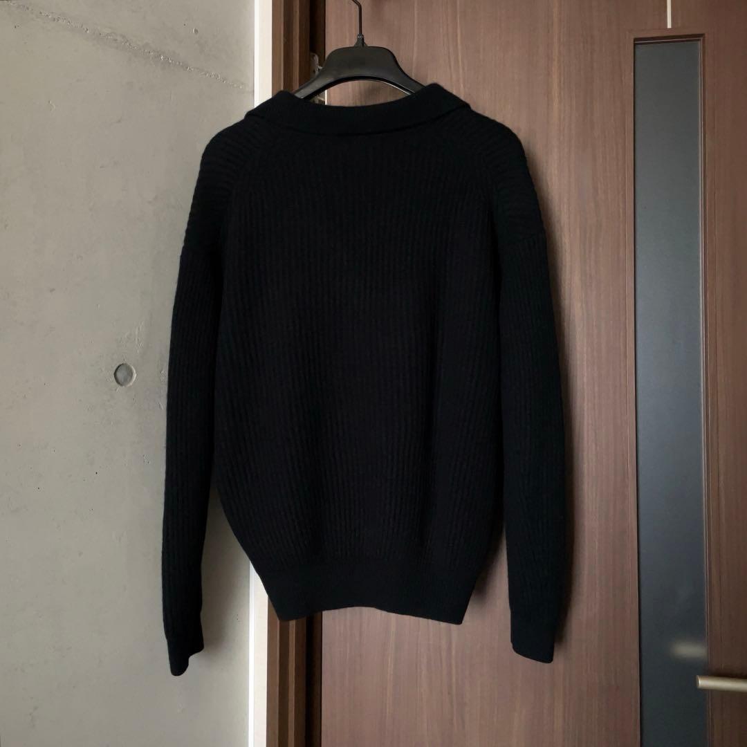 H BEAUTY&YOUTH カシミヤ混 ウール ニットポロ セーター S 黒