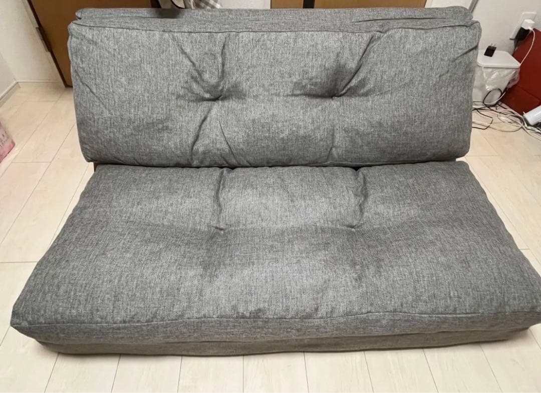 【みさ】3WAY折り畳みソファーベッド グレー