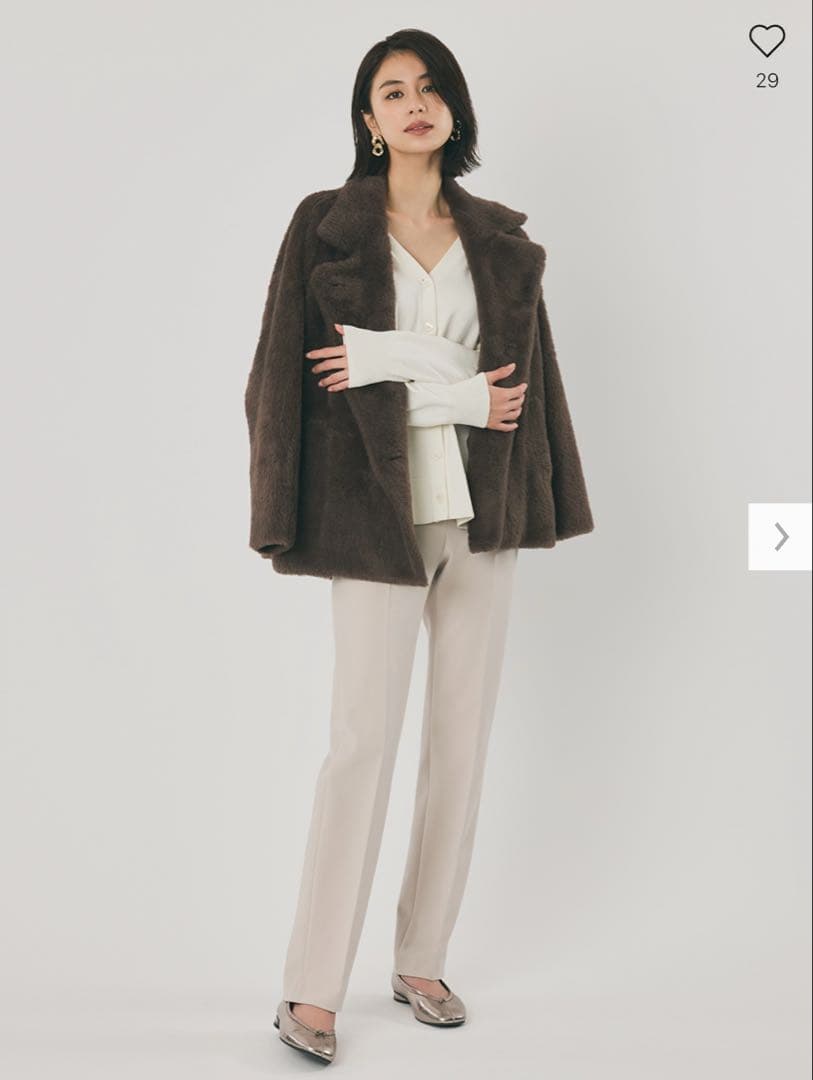 試着のみ　PLST フェザーヤーンニットコート　ブラウン　S