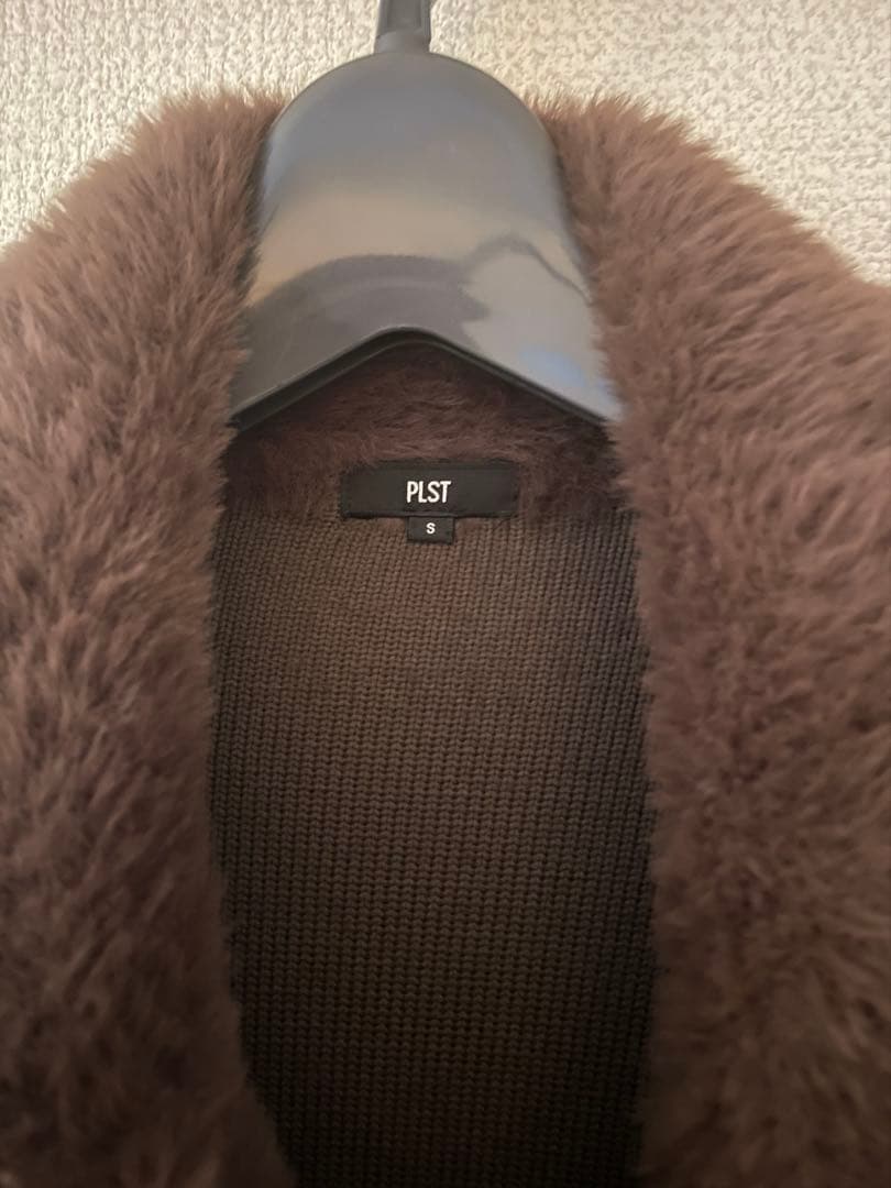 試着のみ　PLST フェザーヤーンニットコート　ブラウン　S