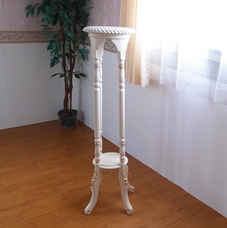 お値下げ　アイボリーゴールド　マホガニー製　フラワースタンド　花台　金箔仕上げ