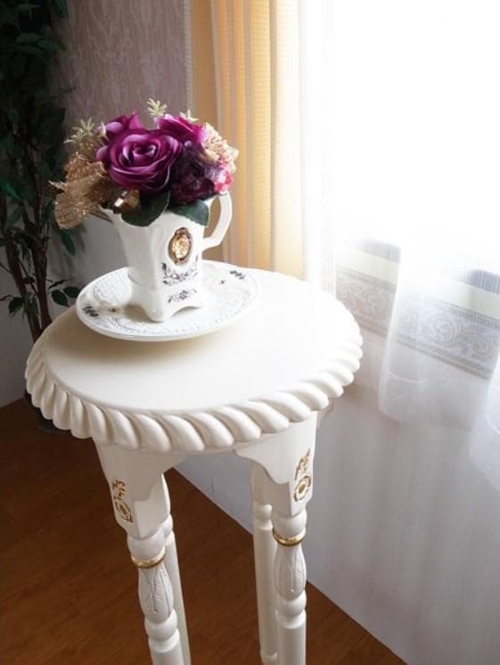 お値下げ　アイボリーゴールド　マホガニー製　フラワースタンド　花台　金箔仕上げ