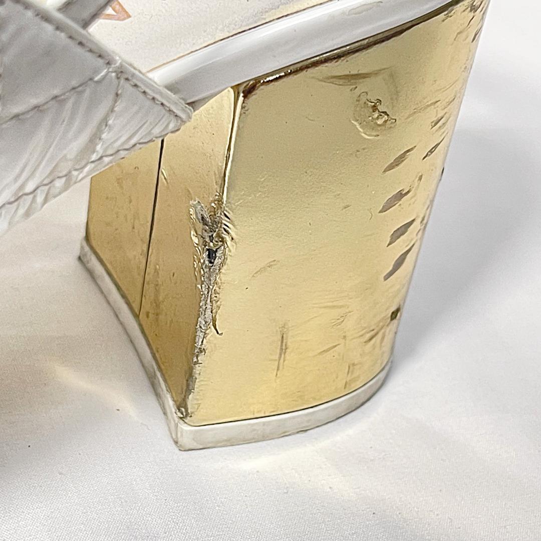 CHANEL シャネル パテント ココマーク サンダル ホワイト 37 1/2