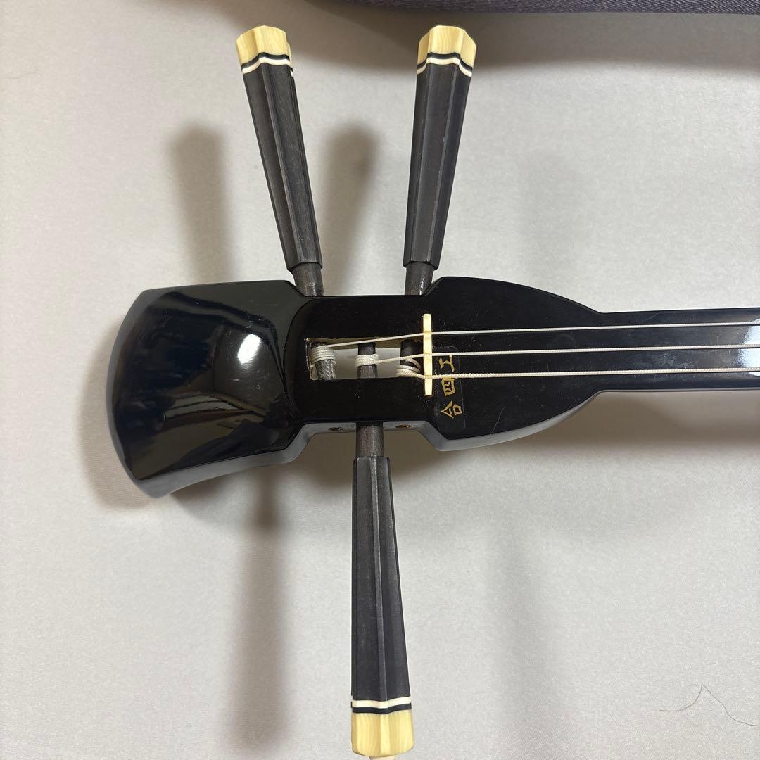 三線 本体 ヘビ柄 ケース付き