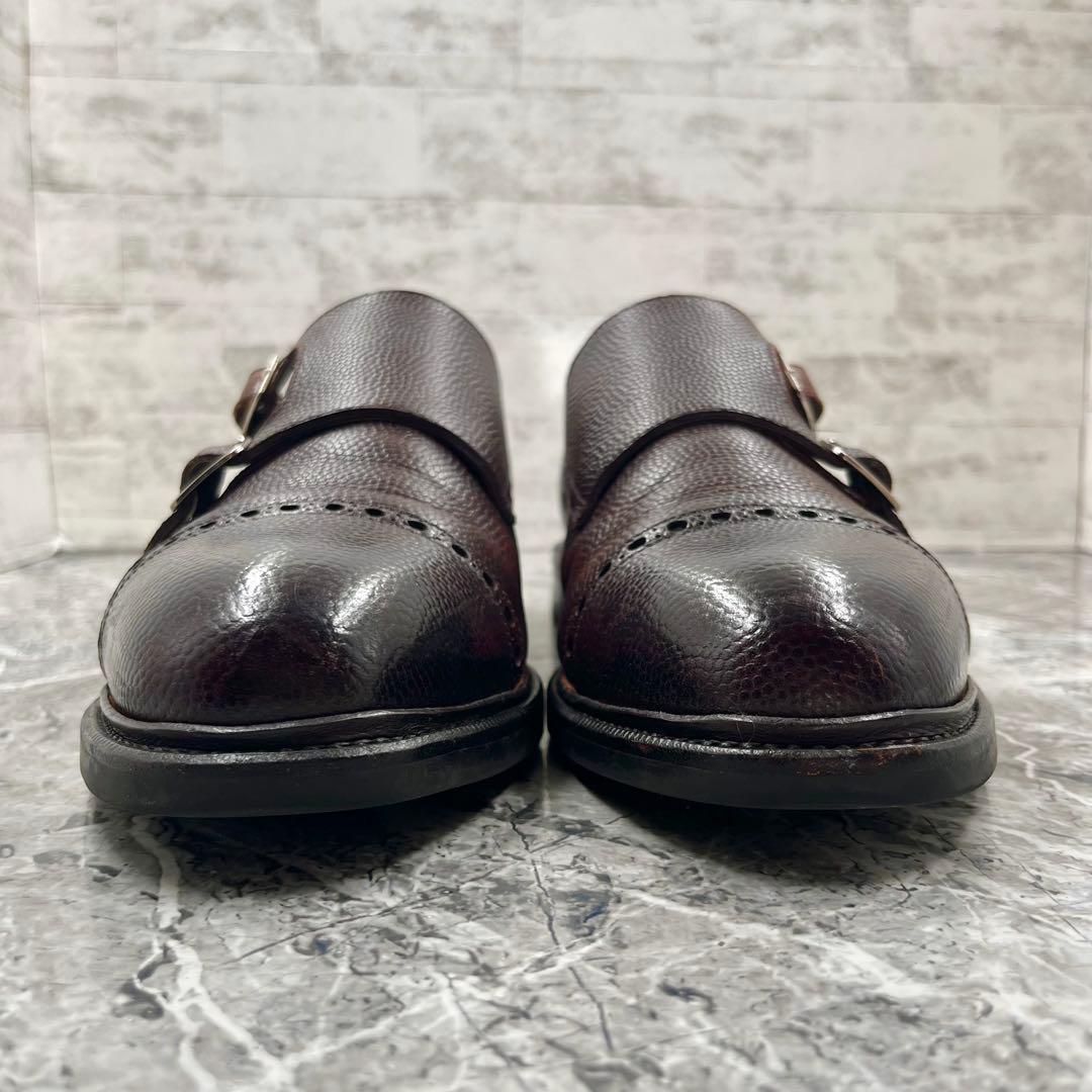 【美品】 レイマー ダブルモンクシューズ 27cm 革靴 シボ革 ダークブラウン