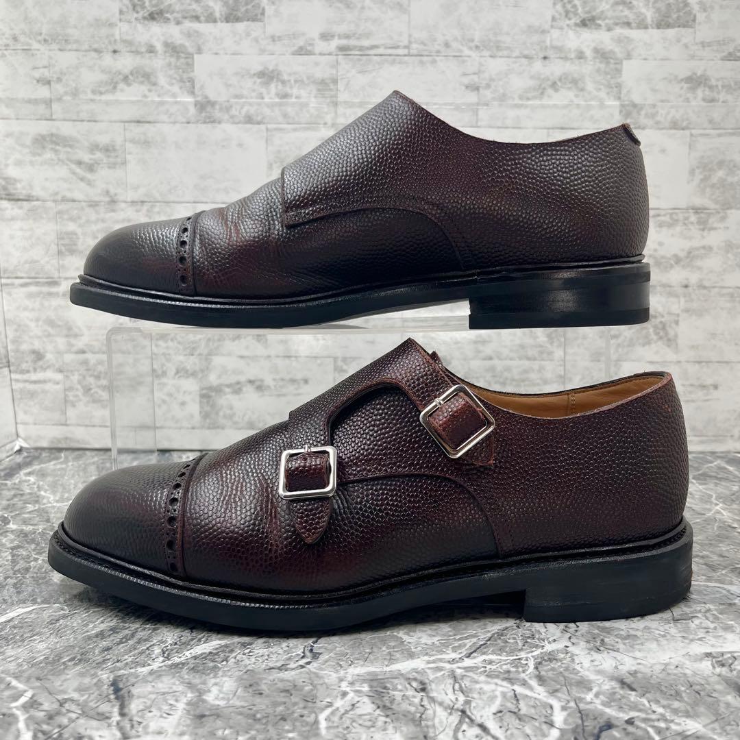 【美品】 レイマー ダブルモンクシューズ 27cm 革靴 シボ革 ダークブラウン