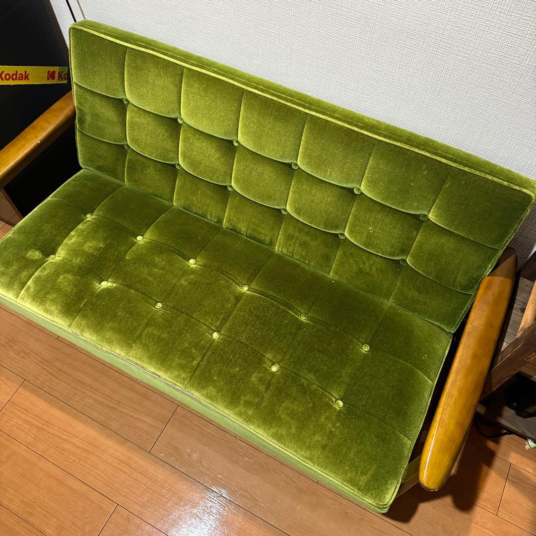 カリモク60 ソファ 2人掛け モケットグリーン チェア