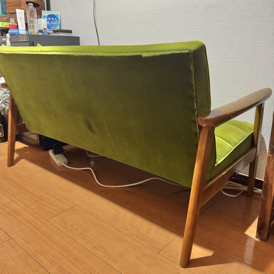 カリモク60 ソファ 2人掛け モケットグリーン チェア