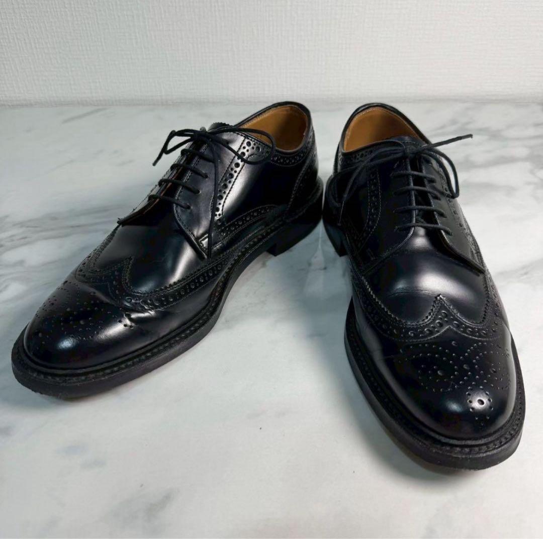 ブラックウィングチップビジネスシューズ