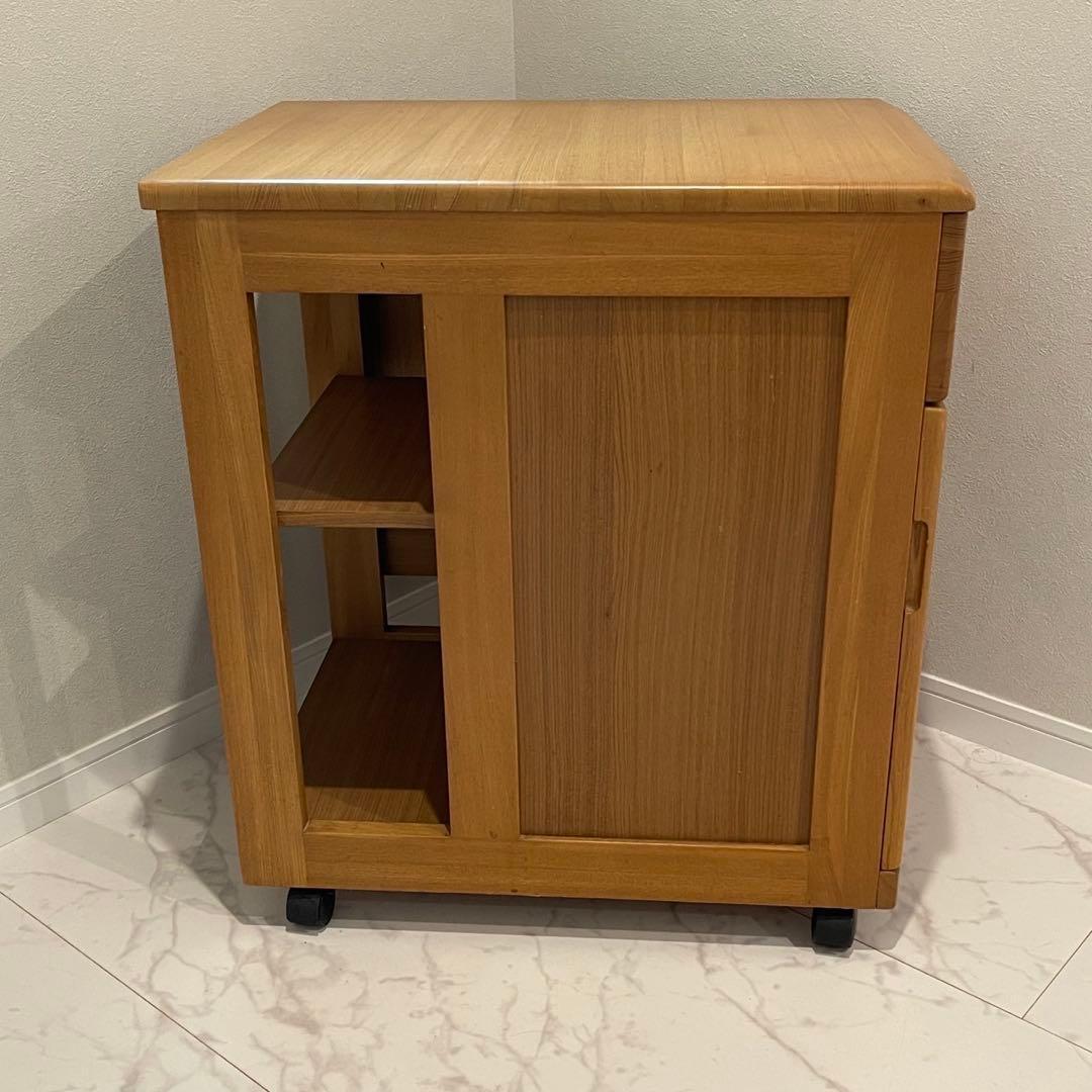 光家具　バタフライ式　キッチンワゴン　マルチワゴン　木製　キャスター付き