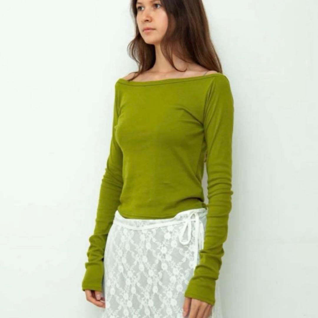 【美品】draw drawers boat neck long tee