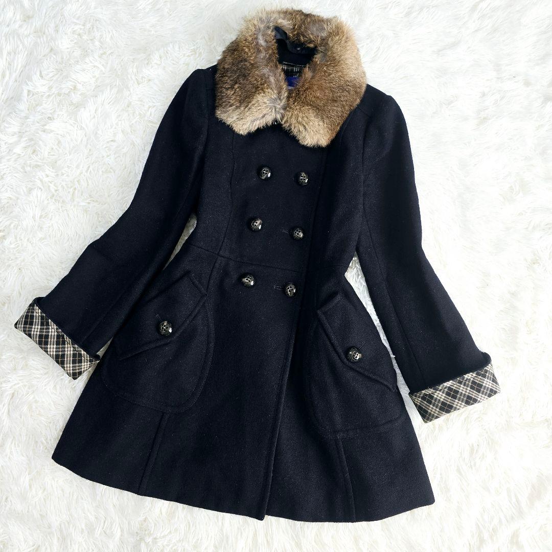 まやさま様バーバリー.ブルーレーベル ラビットファーダブル 2way コート