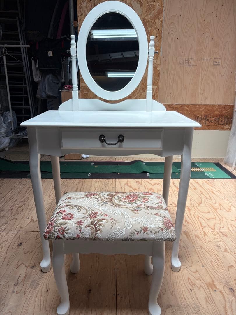 ホワイト 木製 ドレッサー・鏡台
