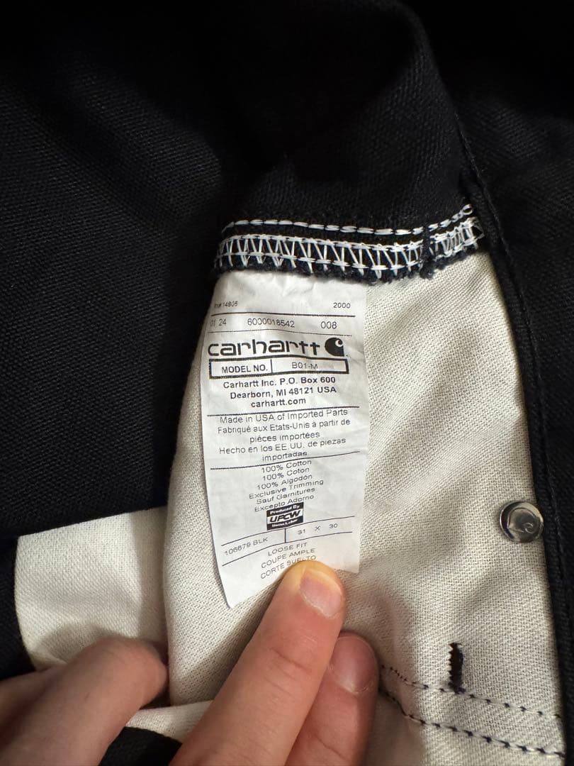 Carhartt B-01 ブラック　ダブルニーパンツ　31*30