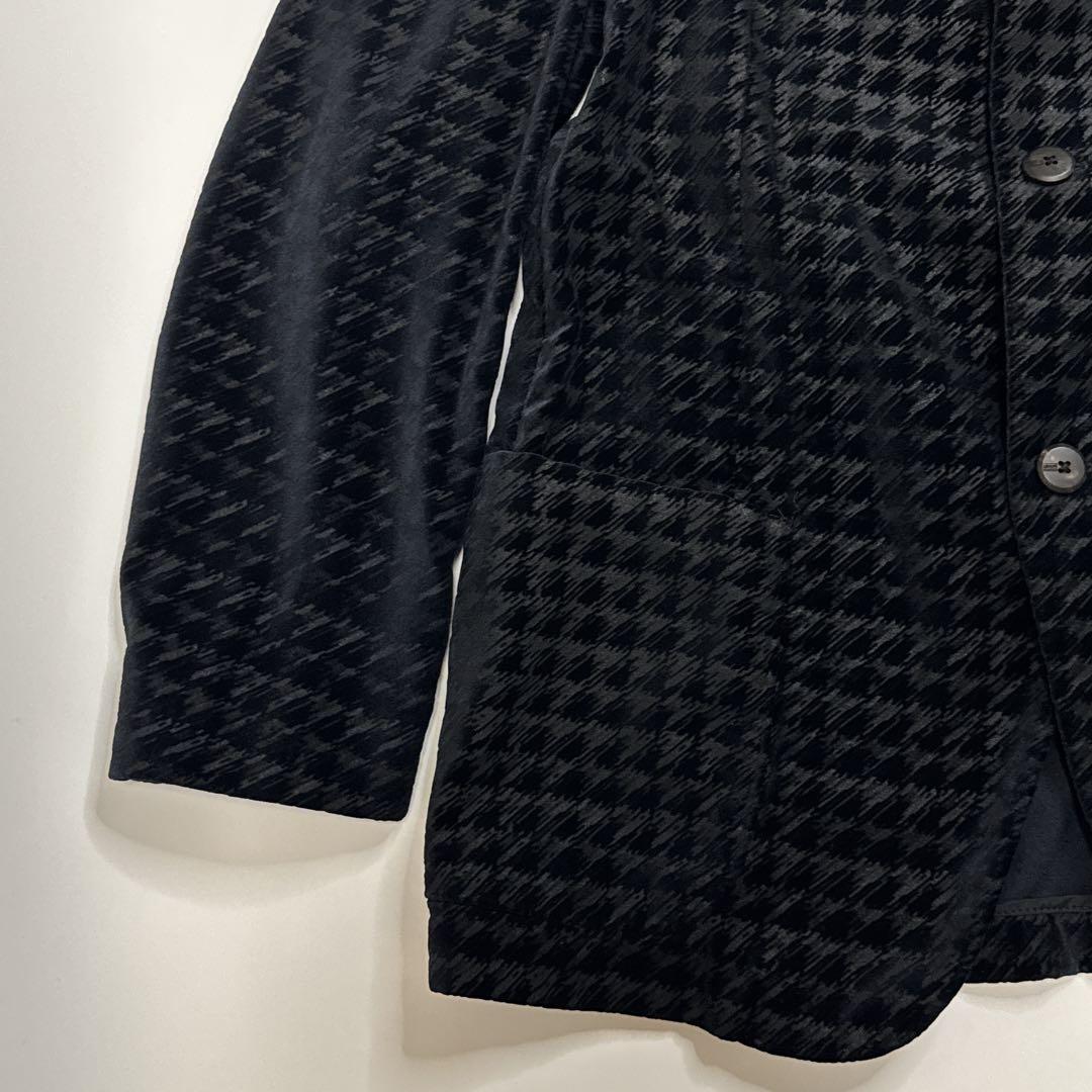美品　ARMANI COLLEZIONI ベロア　マオカラージャケット　千鳥格子