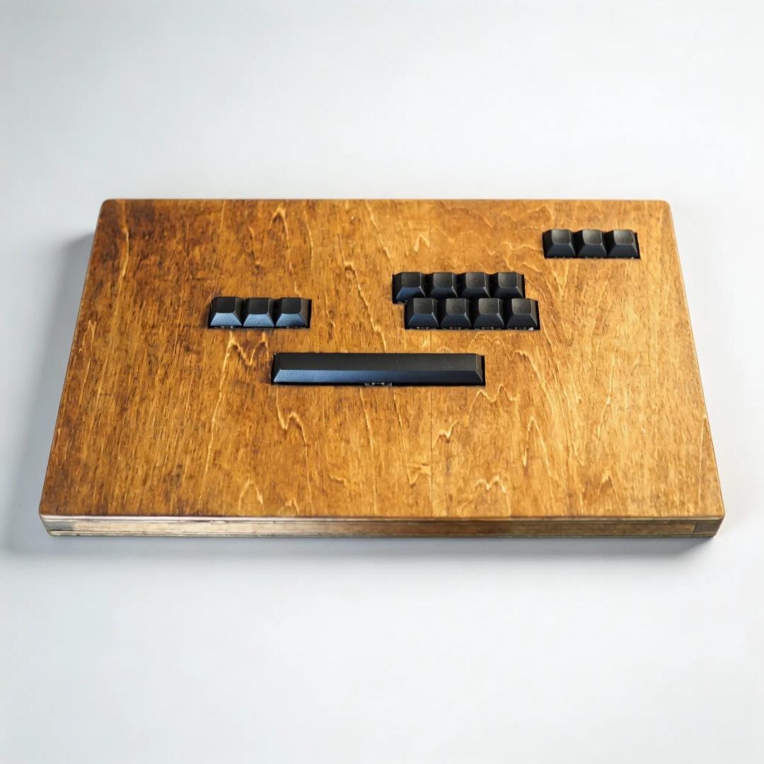 【自作アケコン】木製キーボード型　ダークウォルナットレバーレスコントローラー