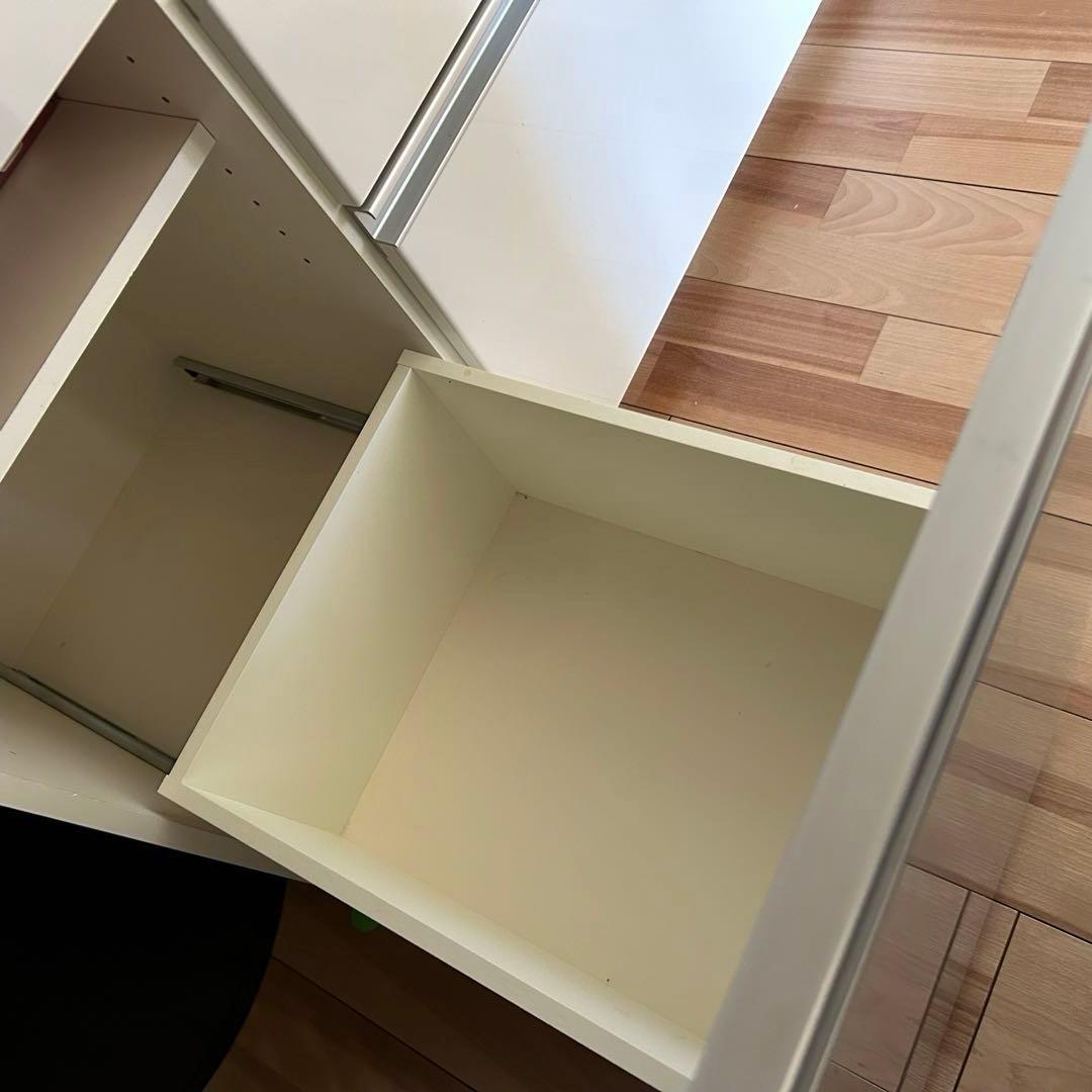 パモウナ　カップボード 120 ホワイト 食器棚　スライド扉付き 説明書