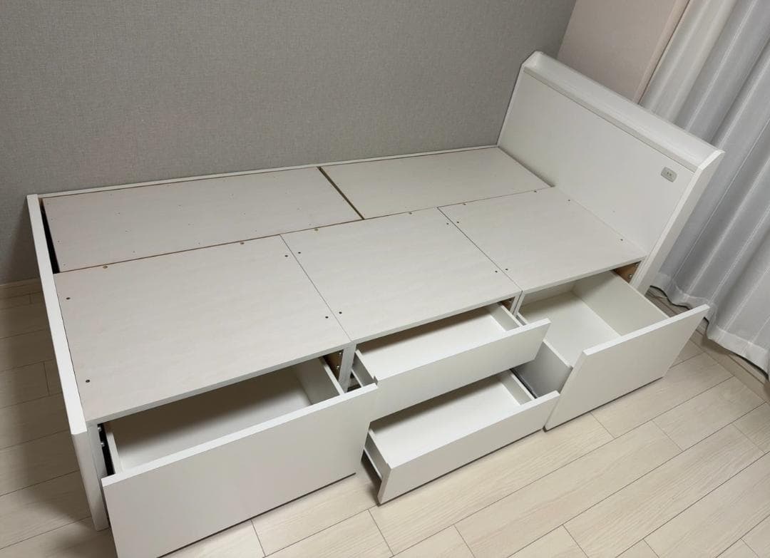 大阪京都限定 美品 ニトリ シングルサイズ ベッドフレーム 4収納付き