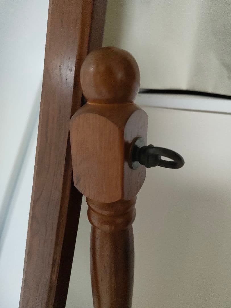 アンティーク調 木製鏡 楕円型 姿見 スタンドミラー