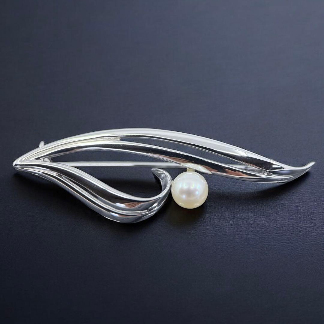 【極上】ミキモト　アコヤ　本真珠　パール　ブローチ　コサージュ　シルバー