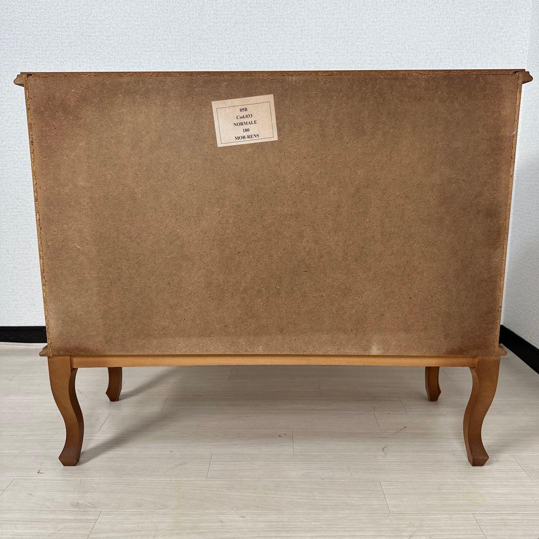 イタリア製 チェスト 3段 象嵌 金属取手 猫脚 i4※