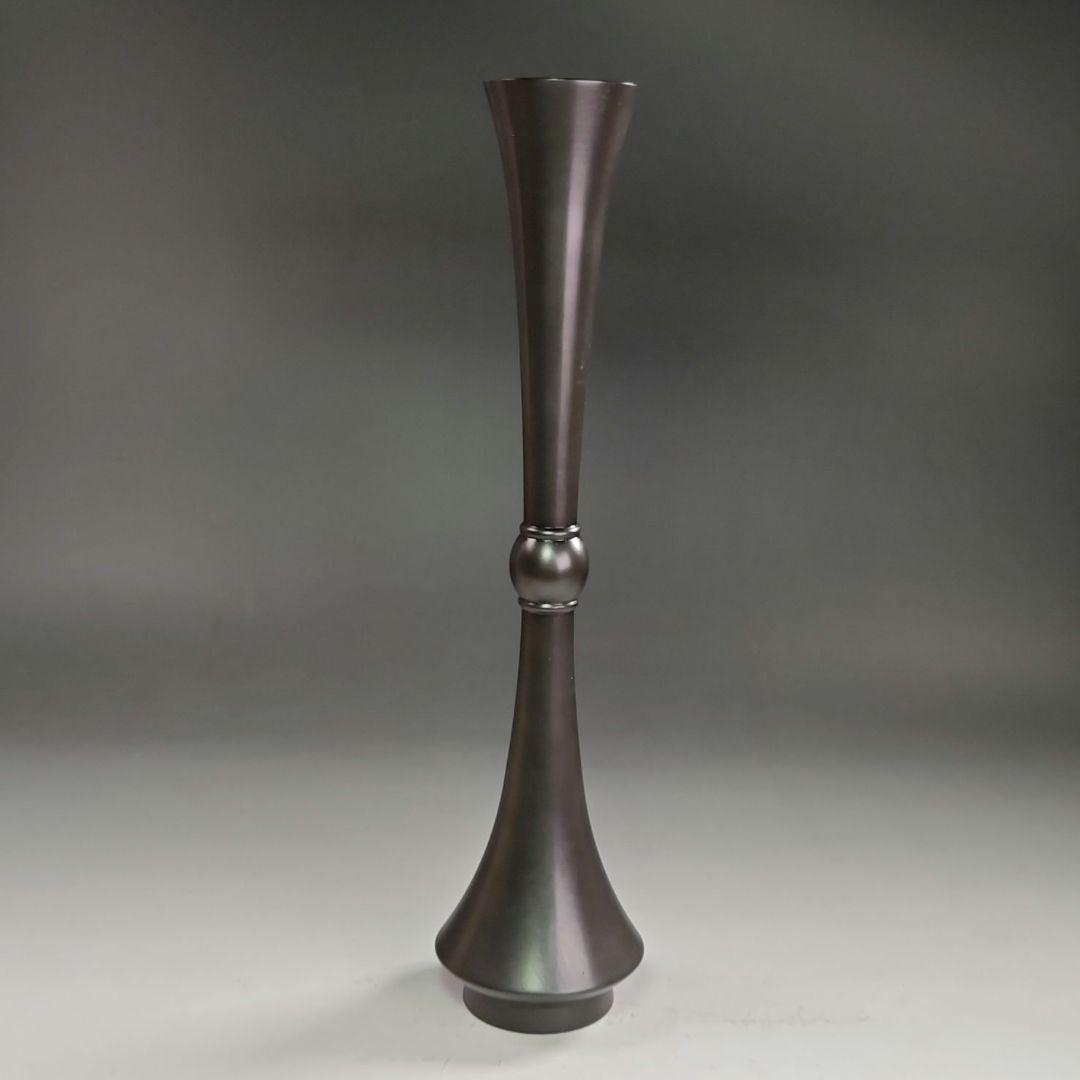 ウ217 花瓶『能作一佳作』『唐銅　把綿　花入　共箱』花器　茶道具