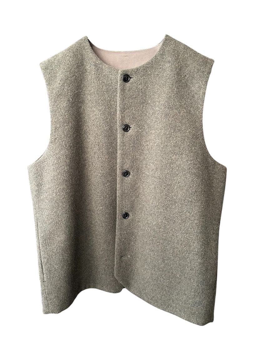 【美品タグあり】nest Robe CONFECT ウールモッサーベスト カーキ