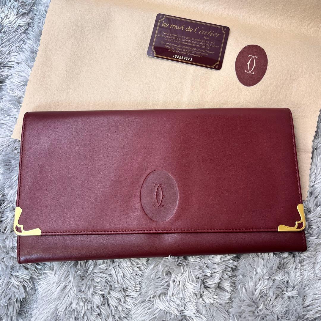 極美品✨カルティエ　クラッチバッグ　28センチ　マストライン　レザーバッグ