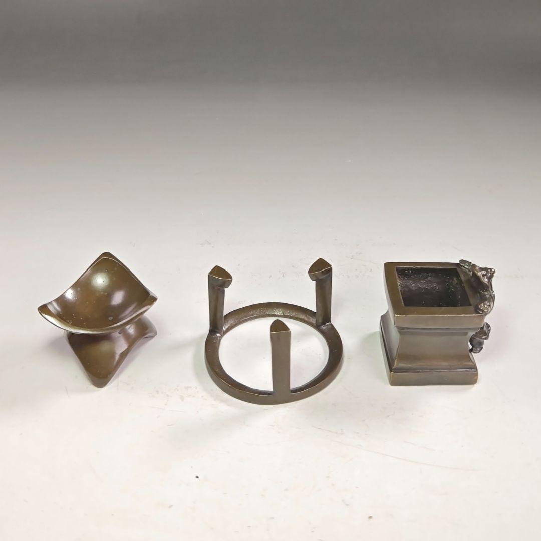 ウ207 『唐銅　七種蓋置　共箱』『金工師作』茶道具