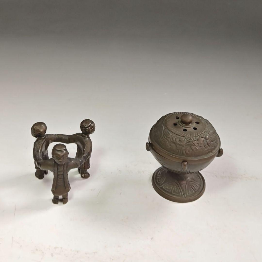 ウ207 『唐銅　七種蓋置　共箱』『金工師作』茶道具