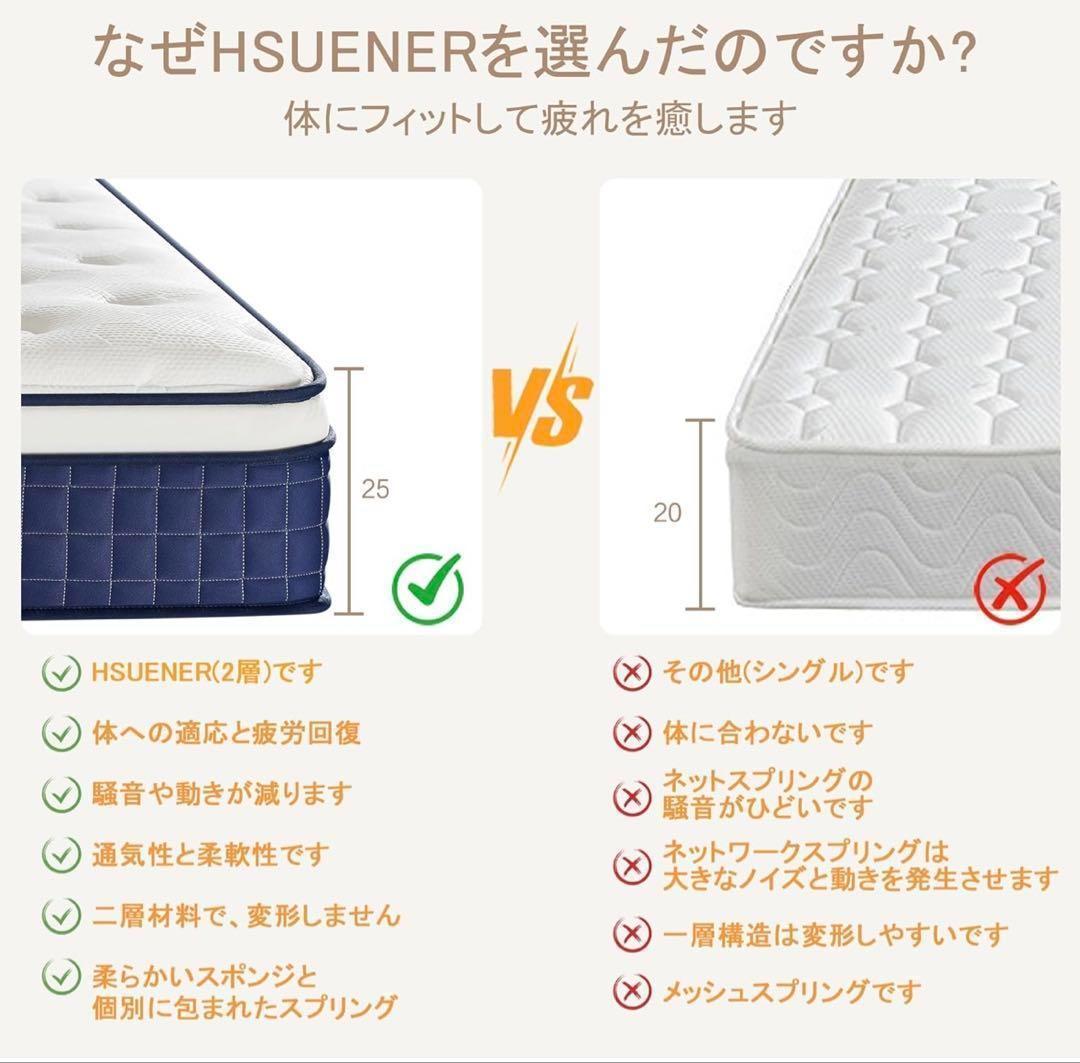 送料込 マットレス ポケットコイル 厚さ25cm 高反発 360N セミダブル