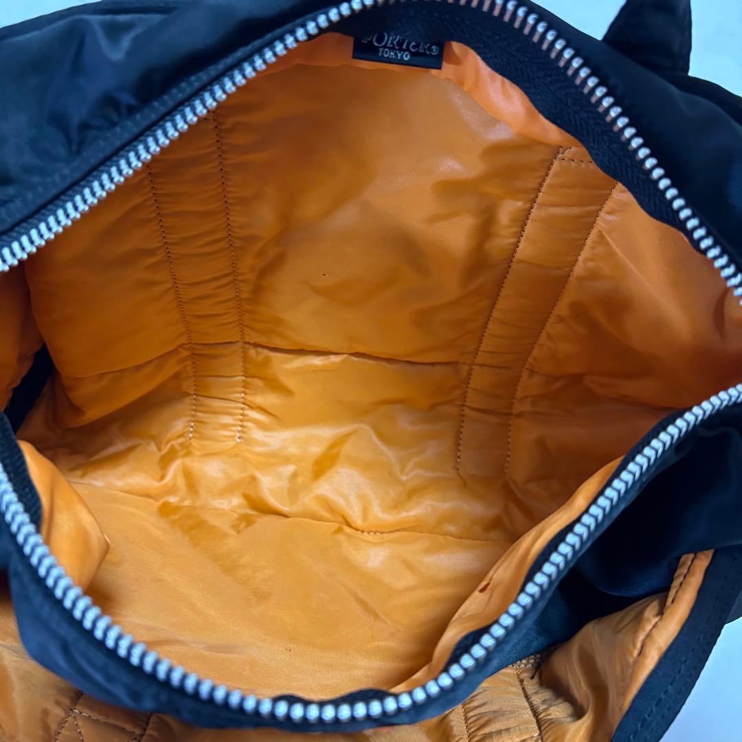 美品 PORTER タンカー ミニボストンバッグ 黒 オレンジ ナイロン ドラム