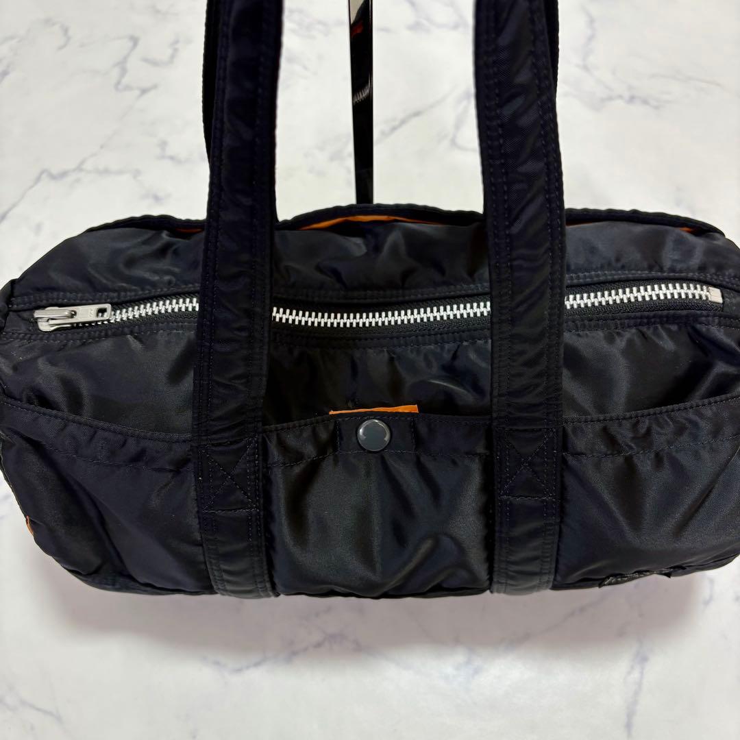 美品 PORTER タンカー ミニボストンバッグ 黒 オレンジ ナイロン ドラム
