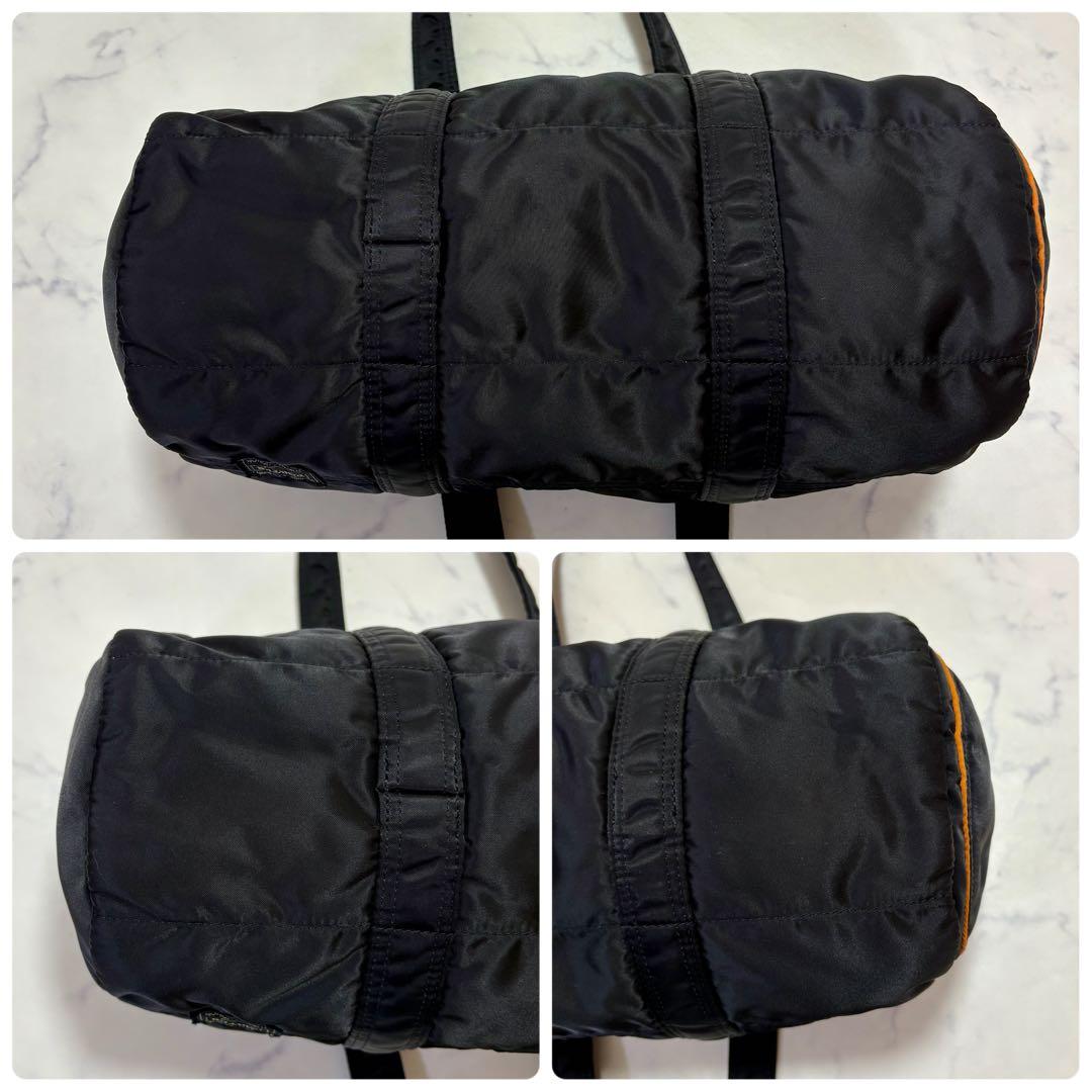 美品 PORTER タンカー ミニボストンバッグ 黒 オレンジ ナイロン ドラム