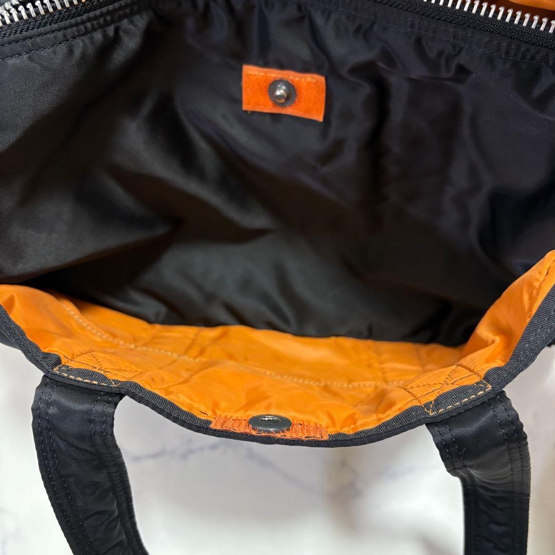 美品 PORTER タンカー ミニボストンバッグ 黒 オレンジ ナイロン ドラム