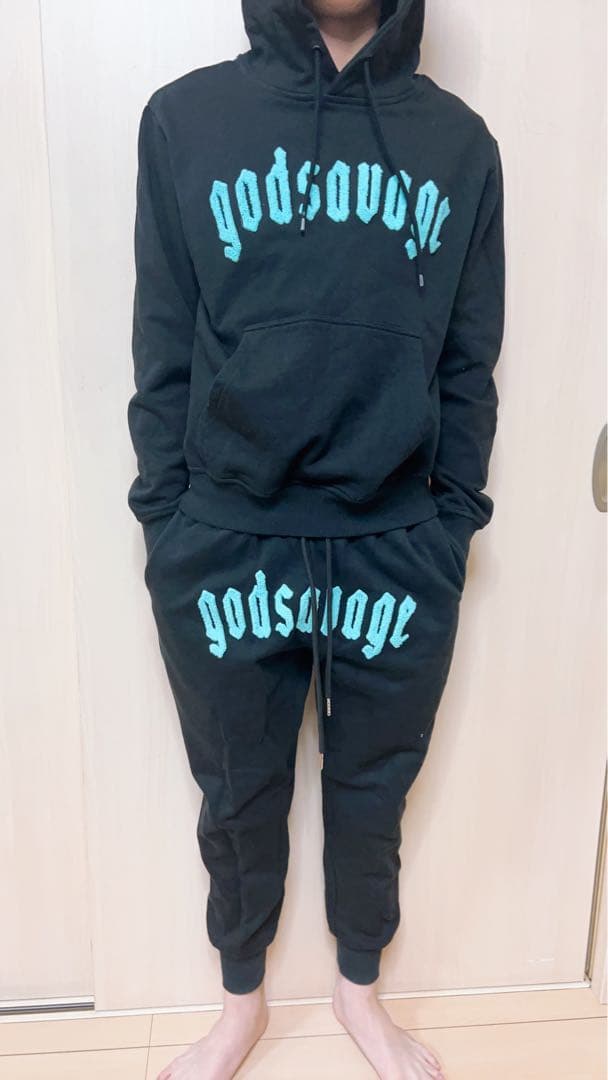 god savage ブラック スウェットセットアップ