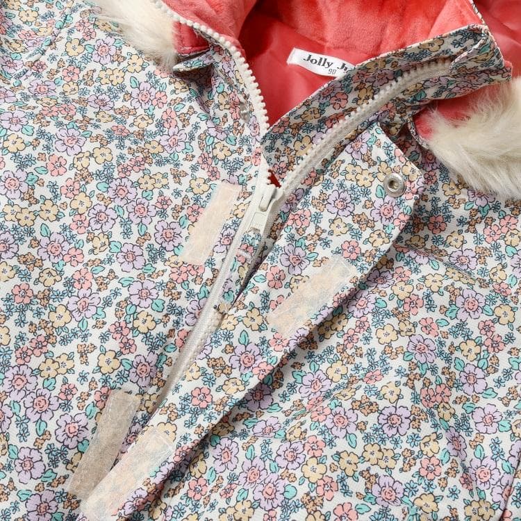 ななまる　新品110小花柄切替スノーコンビ・スノーウェア