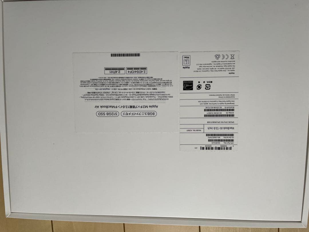 MacBook本体 MacBook Air 13.6Apple M2 SSD 512GB