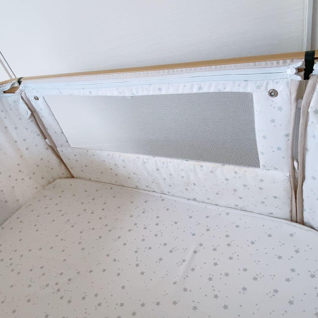 キャスター付きベビーベッド ベージュ　HZDMJ