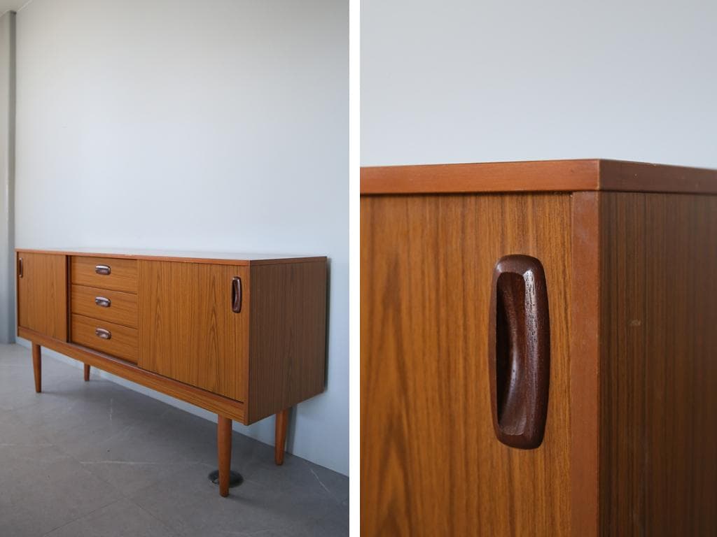 英国アンティークSCHREiBER製サイドボード/木製机テレビ台(91-241)