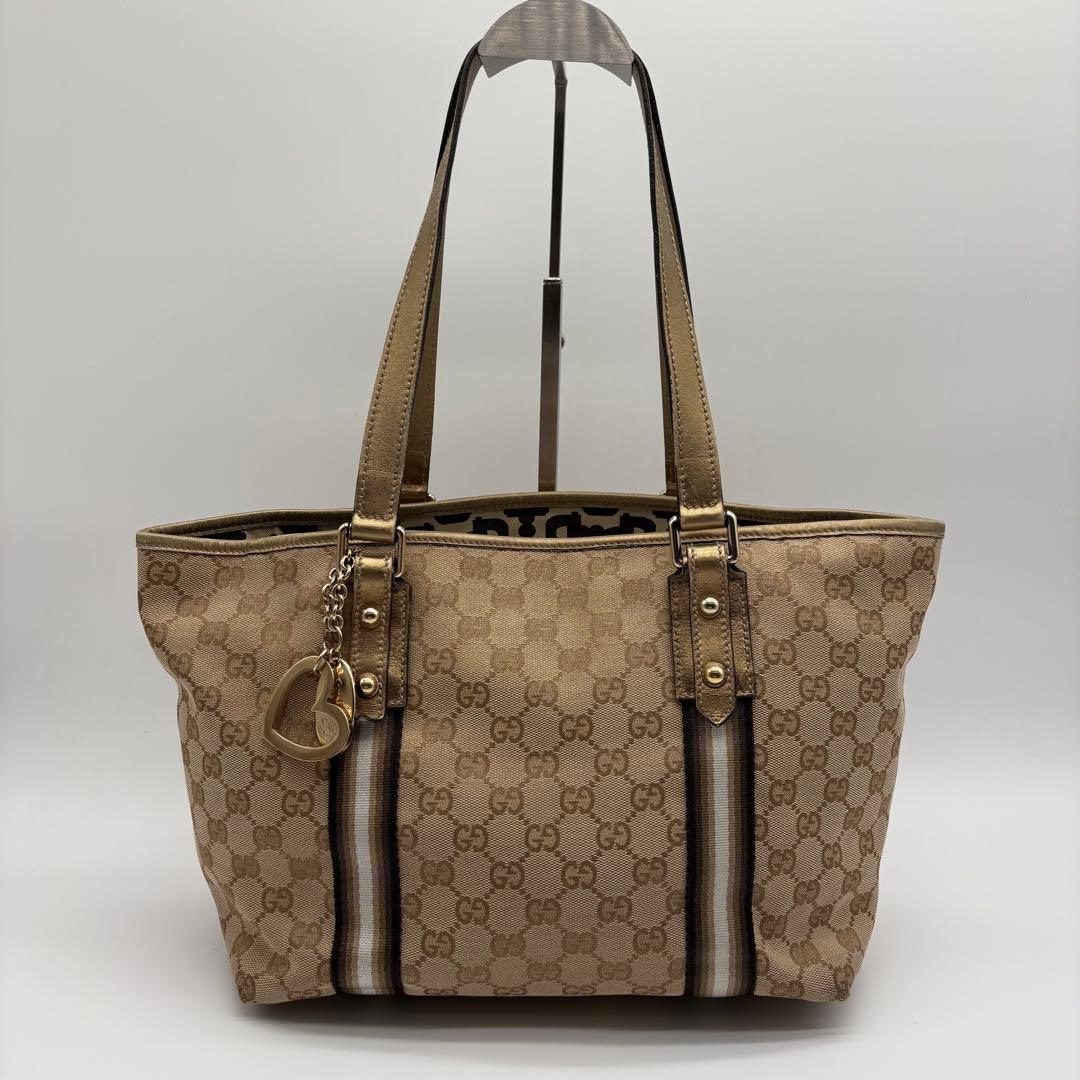 グッチ トートバッグ 肩掛け GGキャンバス シェリーライン ロゴ金具