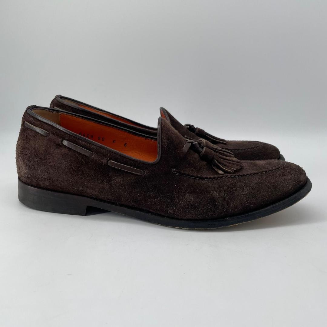 16072✨良品✨サントーニ スエード タッセルローファー 6 1/2 ブラウン