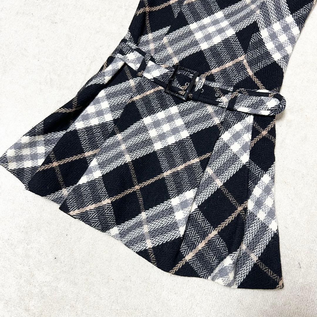 美品　バーバリーブルーレーベル　ノバチェック　ウールワンピース　ノースリーブ
